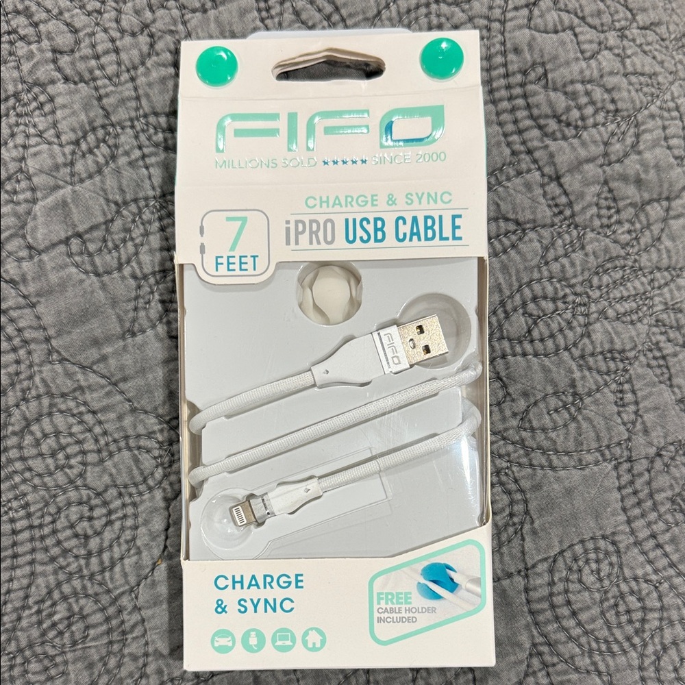 White iPro USB Cable - 7 Feet
